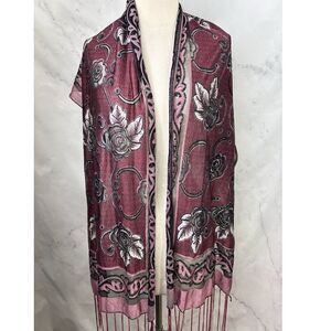 Vintage Art Deco Wrap Scarf Shawl mesh Floral sparkle Neck neck Whimsigoth Fairy